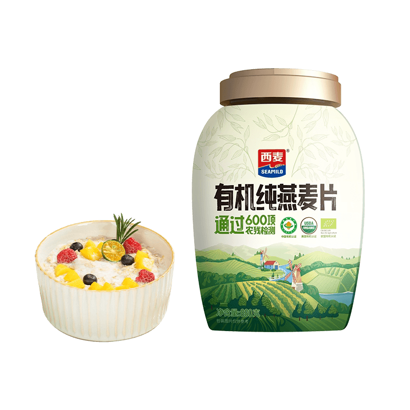 西麦有机纯燕麦片880g*1桶即食原味营养早餐谷物冲饮代餐饱腹食品