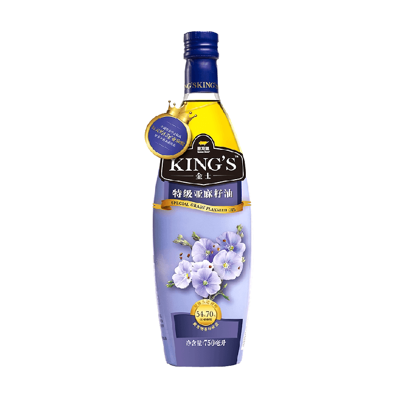 金龙鱼KING'S特级亚麻籽油750ml/瓶高亚麻酸 宝宝辅食食用油