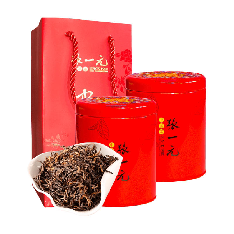 张一元红茶特级云南滇红75gX2罐装配手提袋浓香四溢中国元素茶叶