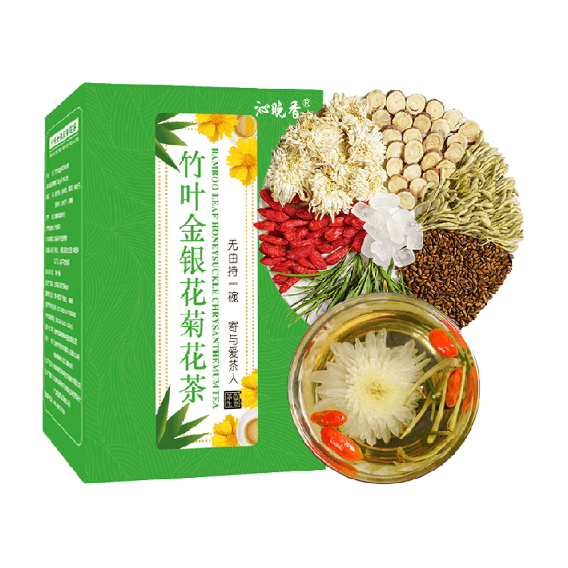 沁晚香金银花竹叶菊花枸杞决明子茶清热去火明目养生茶包