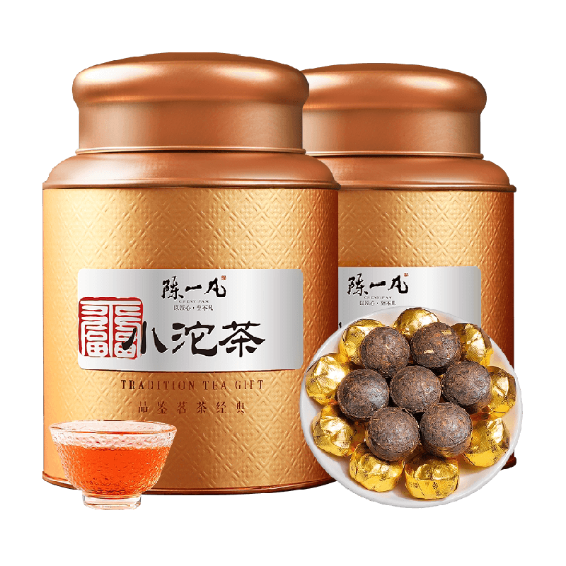 陈一凡云南普洱茶叶500g糯香普洱茶小沱茶熟茶饼云南勐海罐子礼盒