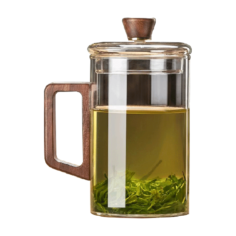 格娜斯耐热绿茶杯男士喝茶泡茶杯玻璃杯带把手办公室杯子带盖