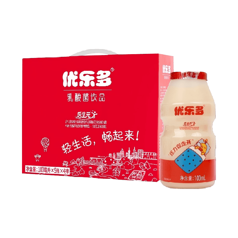 优乐多乳酸菌饮料白桃茉莉青提栀子AD钙早餐益生菌酸奶发酵整箱