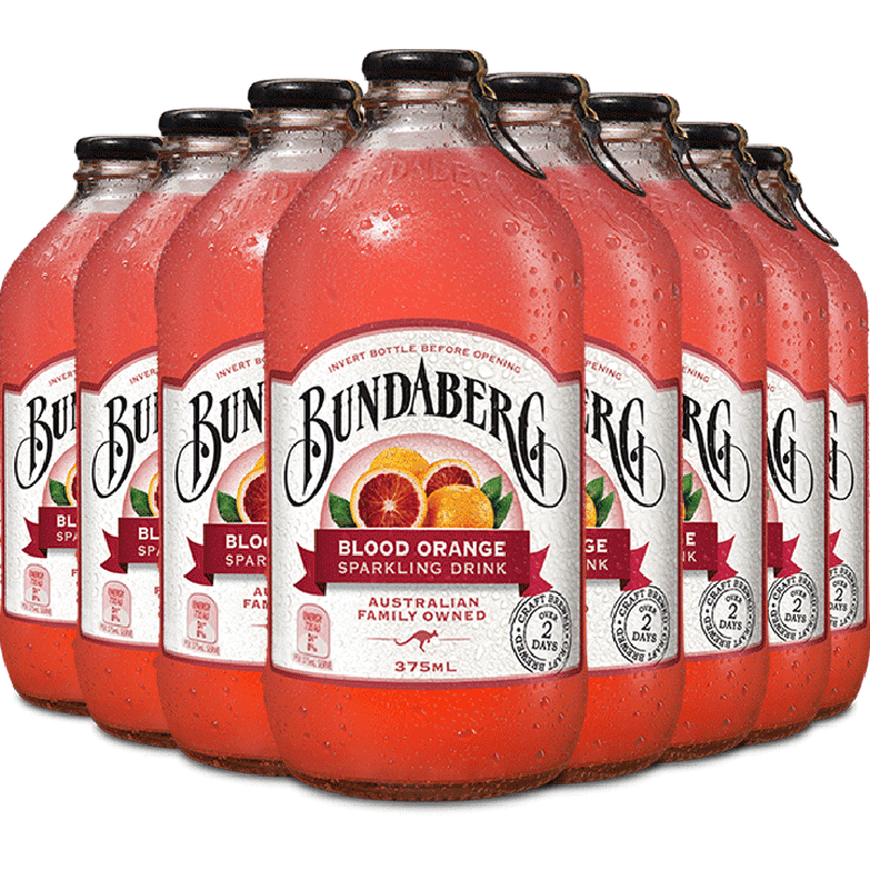 Bundaberg宾得宝澳洲进口血橙味风味汽水375ml*12果汁气泡水饮料