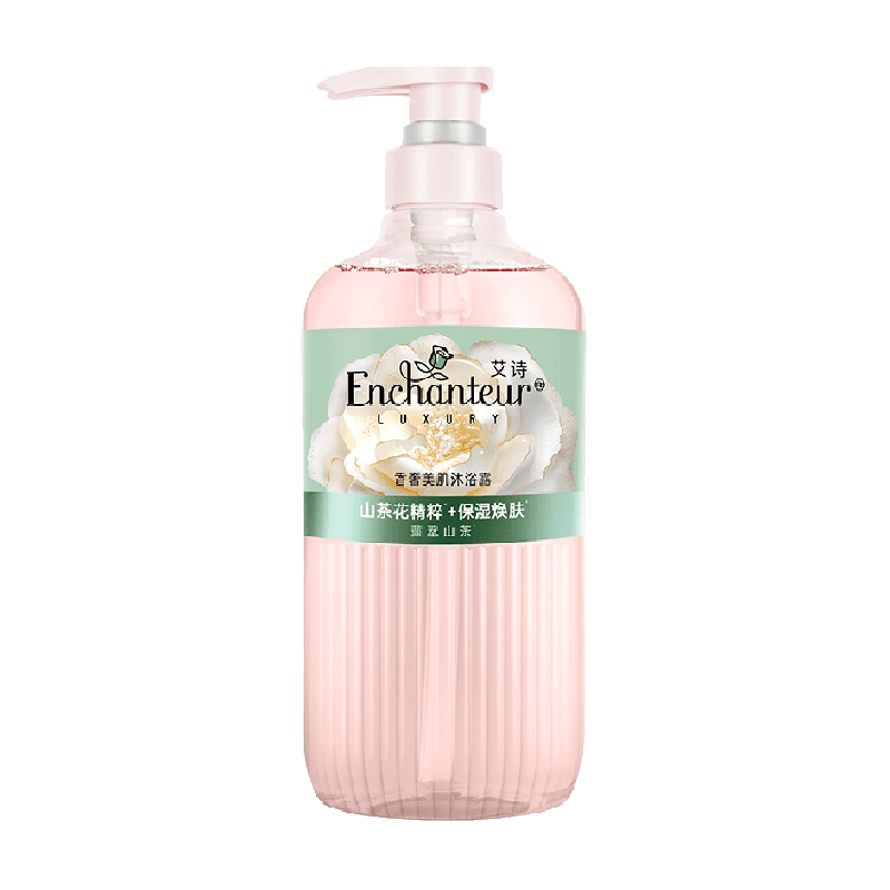 艾诗沐浴露山茶花精华450g滋润保湿家庭装女士持久留香正品