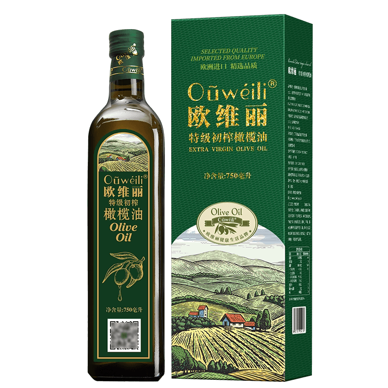 欧维丽特级初榨纯橄榄油礼盒装750ml小瓶食用礼盒初级压榨食用油