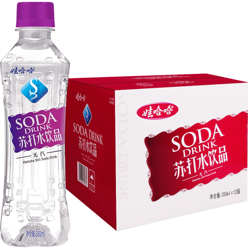 娃哈哈无汽苏打水饮料350ml*12瓶整箱弱碱纯净非矿泉饮用水哇
