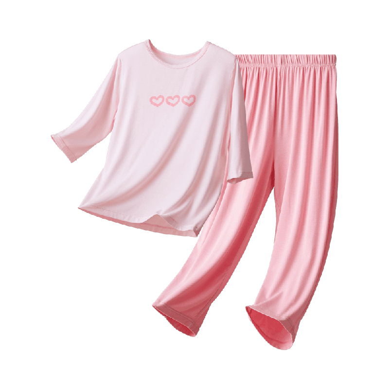 红豆儿童莫代尔家居服套装男童女童春夏睡衣宝宝空调服薄款抗菌