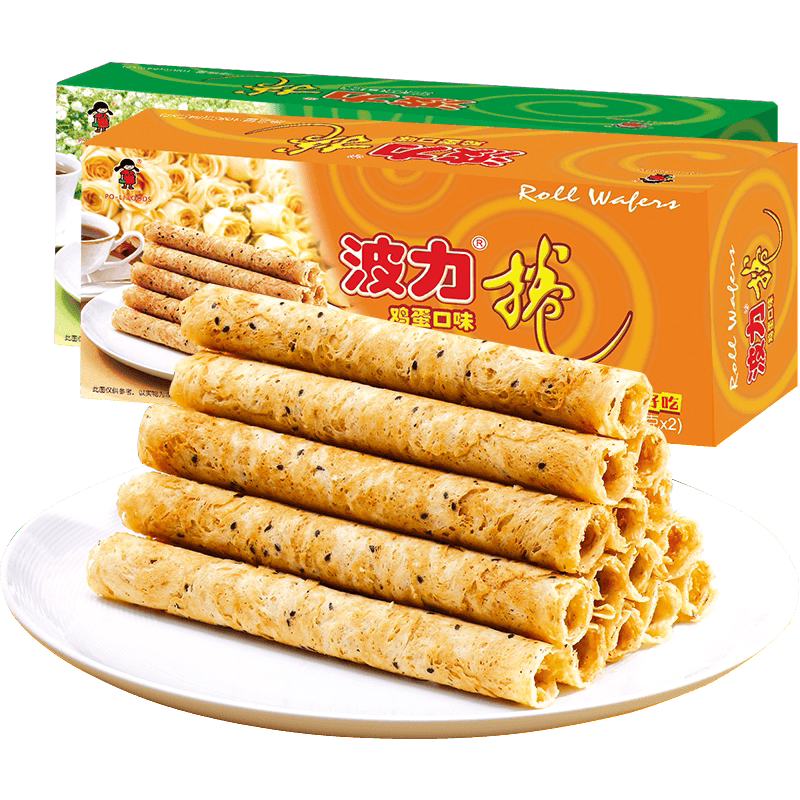 波力鸡蛋卷鸡蛋味海苔味108g*2盒海苔蛋卷饼干食品糕点零食小吃