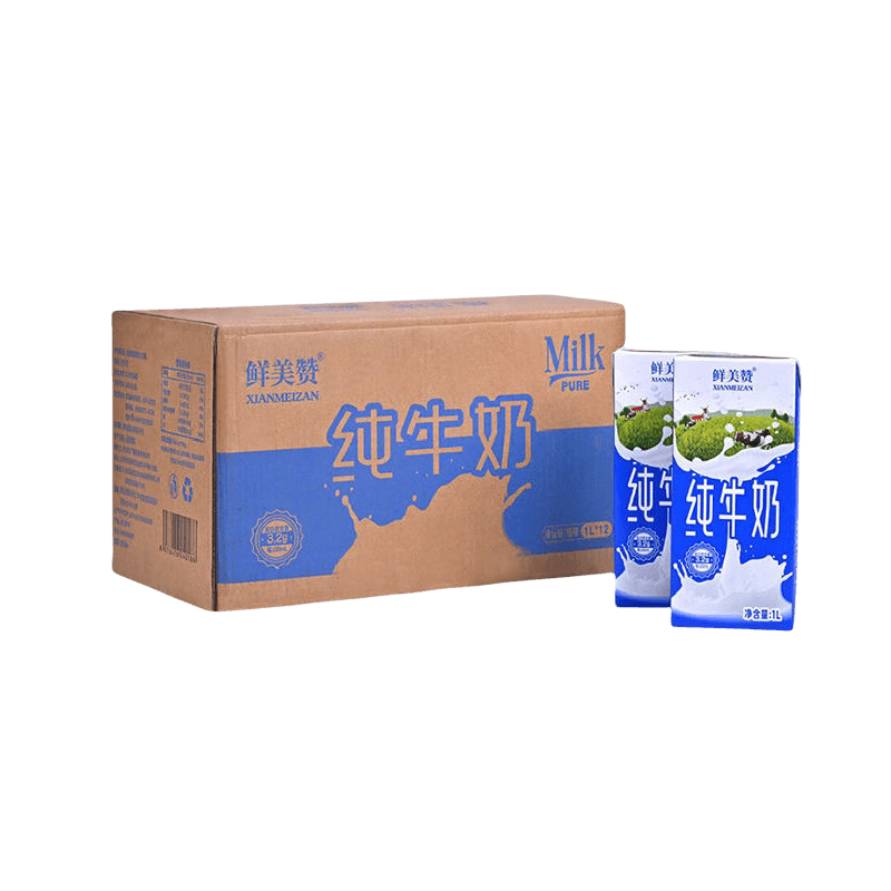 鲜美赞全脂纯牛奶1L*12盒优质乳蛋白营养早餐冲泡全家共享鲜奶
