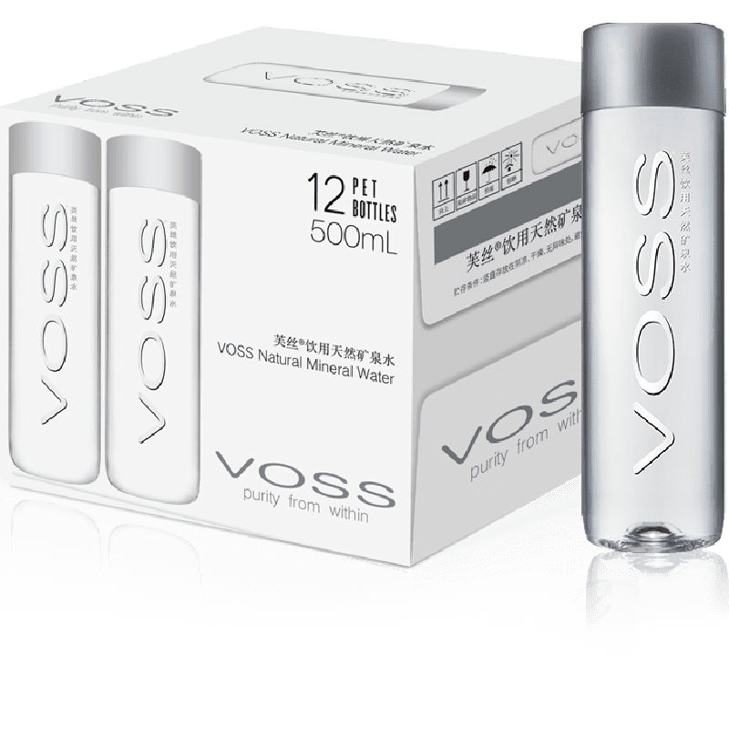 芙丝（VOSS）饮用天然矿泉水500ml*12瓶(塑料瓶)含锶低钠弱碱性水