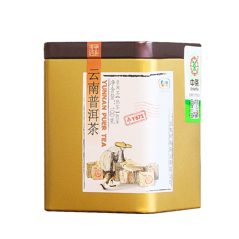 中茶普洱茶Y671熟普散茶罐装 云南普洱茶叶中华老字号
