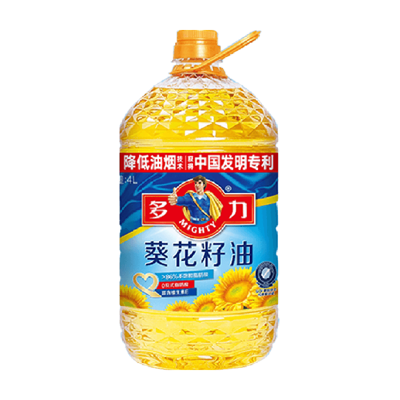 多力葵花籽食用油4L科学去壳压榨 营养丰富滋味清香家用好油