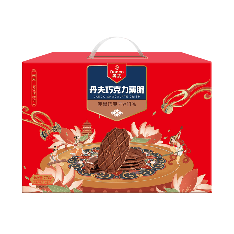 丹夫华夫饼干巧克力薄脆770g整箱囤货送礼盒轻薄酥脆醇正浓郁零食