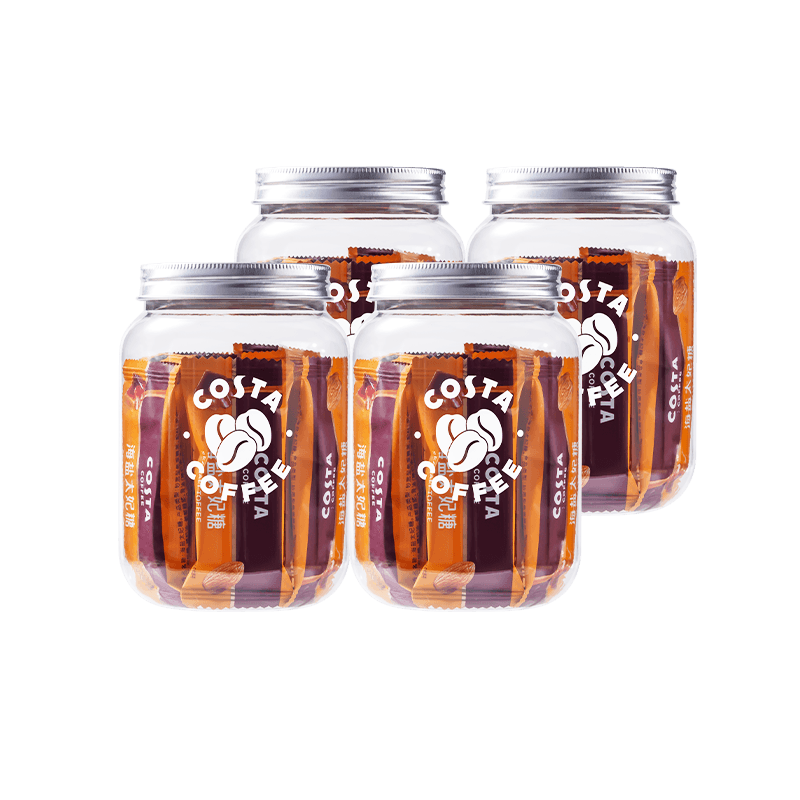 COSTA咖啡海盐太妃糖巴旦木果仁焦糖独立包装罐装零食解馋98g*4罐