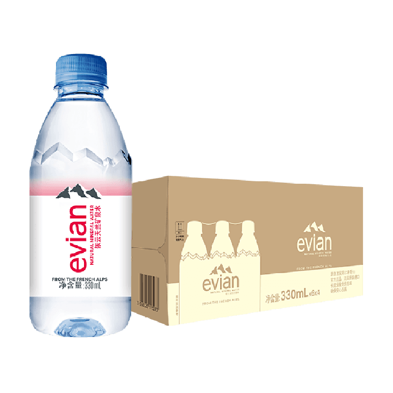 法国进口evian/依云高端纯净水饮用天然矿泉水整箱