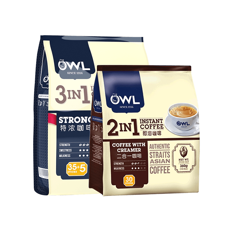OWL猫头鹰速溶特浓咖啡40条+无蔗糖咖啡30条咖啡粉