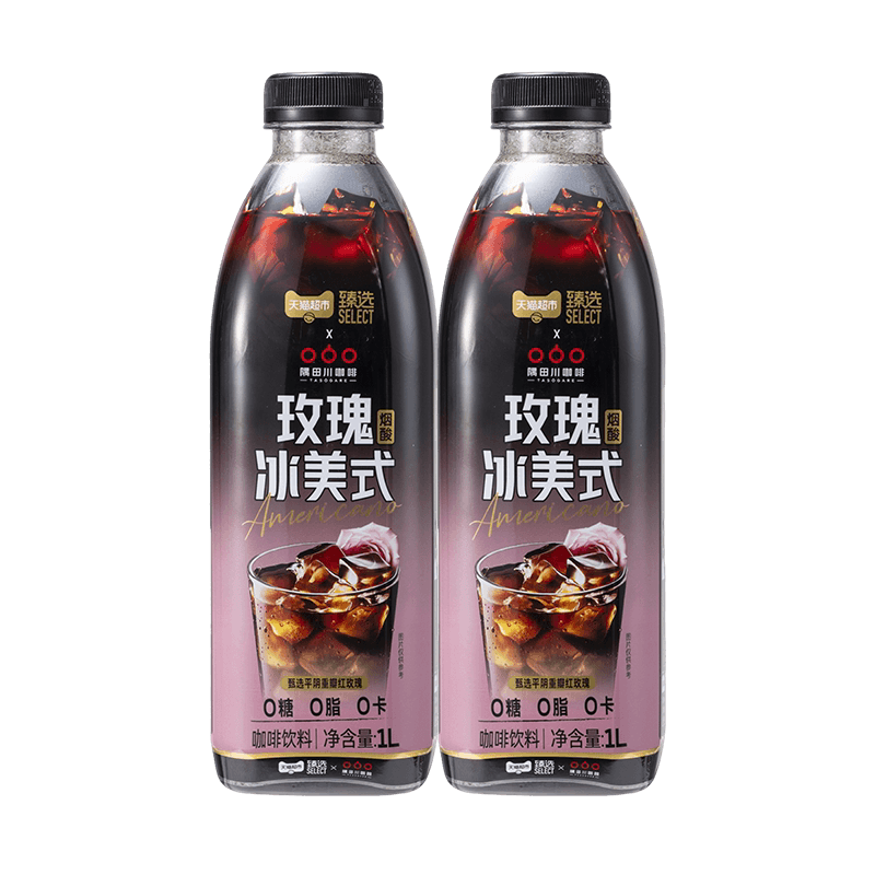 猫超臻选即饮咖啡隅田川玫瑰美式咖啡饮料1L*2瓶装冷萃无糖