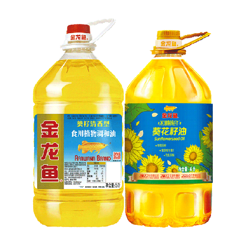 金龙鱼葵花籽调和油5L+金龙鱼不油腻轻年阳光葵花籽油4L健康油