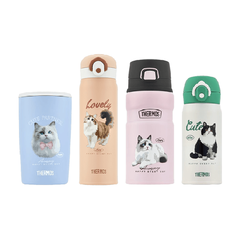 膳魔师萌宠保温杯水豚卡皮巴拉狗狗猫咪吸管水杯咖啡杯