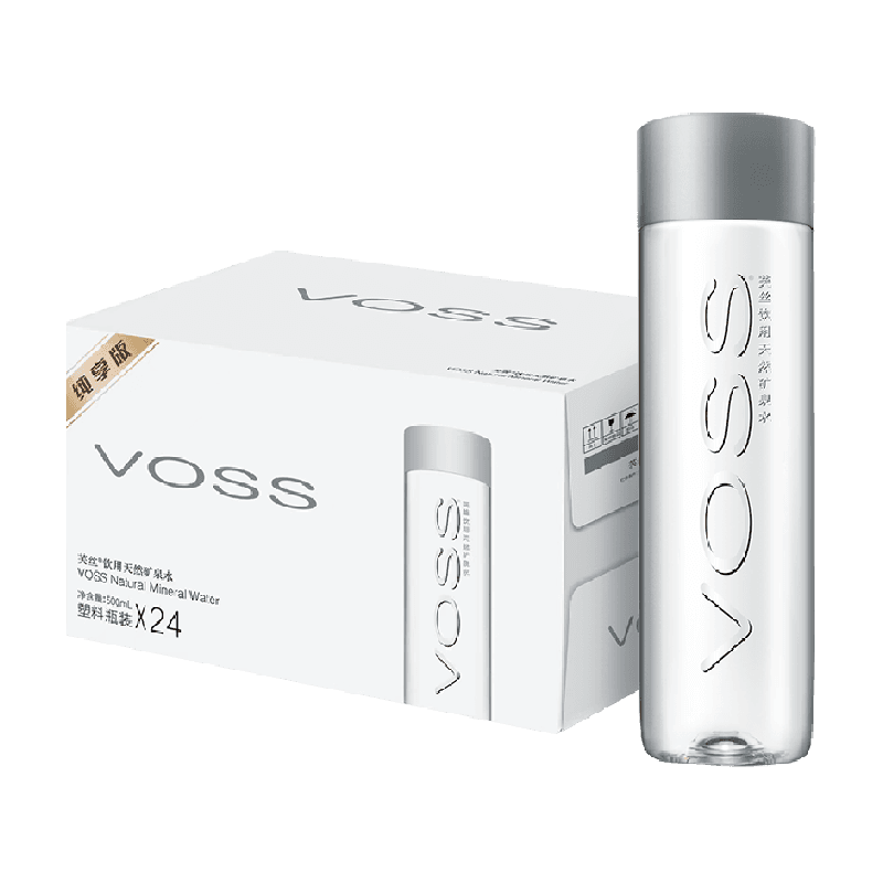 芙丝（VOSS）饮用天然矿泉水500ml*24瓶(塑料瓶)含锶低钠弱碱性水