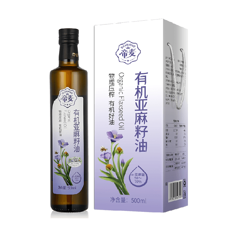 帝麦有机亚麻籽油500ml冷榨胡麻油