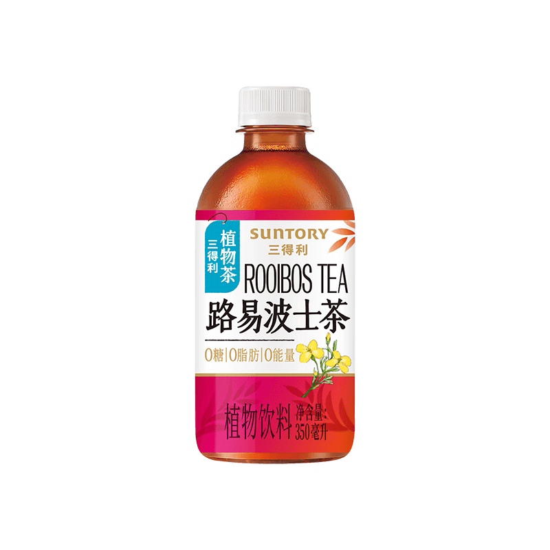 三得利植物茶路易波士茶无糖350ml*6瓶*4组植物轻萃自然新意