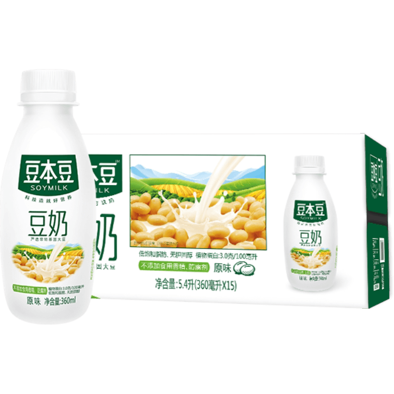 豆本豆豆奶原味360ml*15瓶植物蛋白饮料早餐奶下午茶分享聚餐野餐