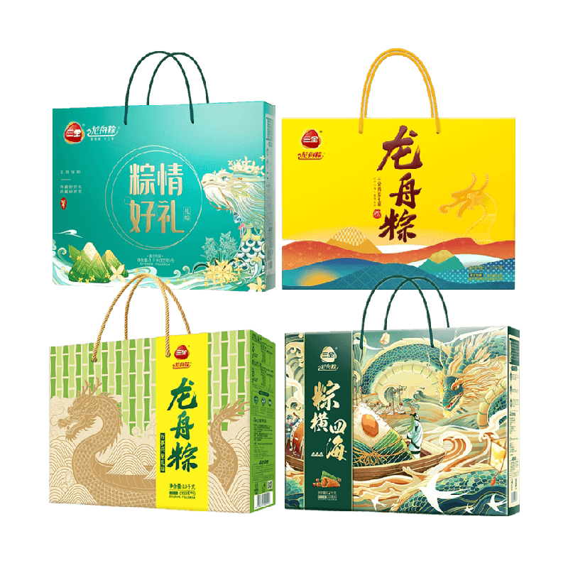 三全端午节粽子礼盒双豆沙金丝蜜枣八宝甜粽子猪肉咸粽子方便速食