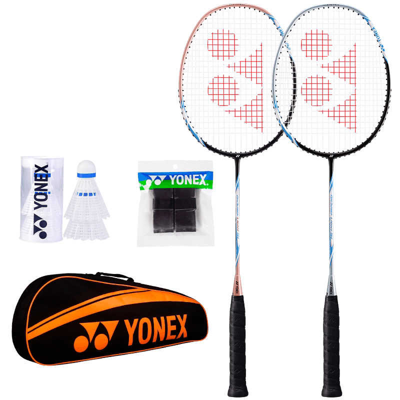 官方正品yonex尤尼克斯羽毛球拍女款超轻全碳素双拍套装家庭装yy