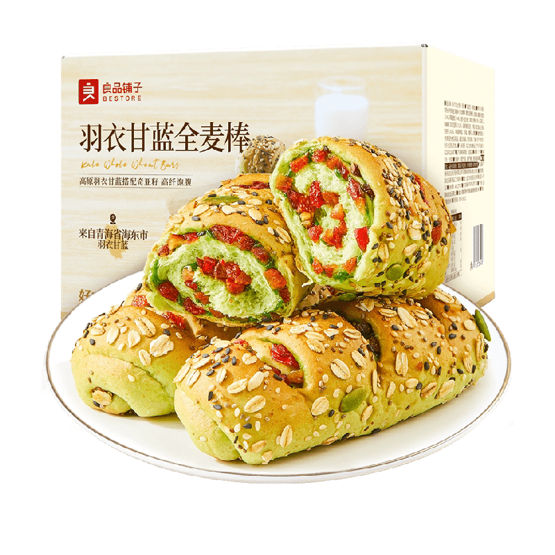 良品铺子羽衣甘蓝全麦棒整箱小吐司面包营养早餐粗粮代餐饱腹零食