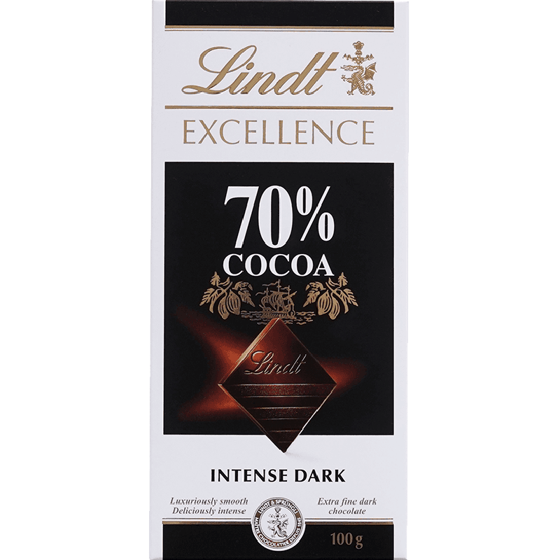 Lindt瑞士莲特醇排装70%可可黑巧克力健身12月底到期