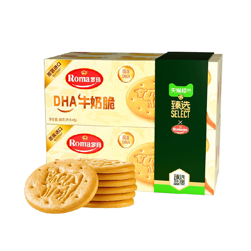 罗玛DHA牛奶脆饼干小金牛休闲零食牛奶味营养早餐下午茶