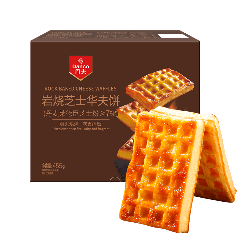 丹夫岩烧芝士华夫饼455g芝士力量糕点面包办公室休闲零食早餐点心