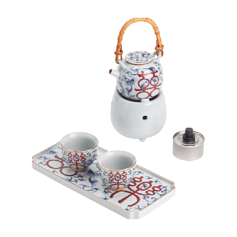 苏氏陶瓷（SUSHI CERAMICS）平安喜乐青花温茶套装功夫茶具套组