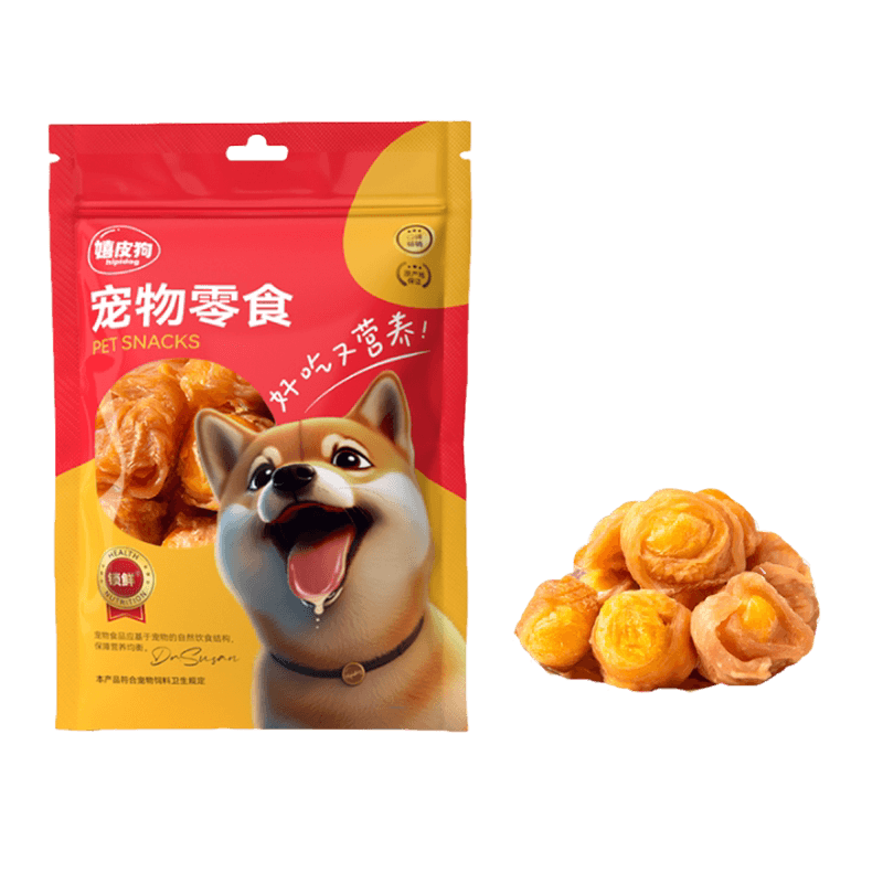 狗狗零食鸡鸭肉干绕蛋黄冻干中小型犬宠物柯基泰迪幼犬磨牙棒
