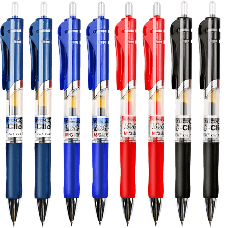 晨光k35按动中性笔水笔学生用考试碳素黑色水性签字笔芯0.5mm