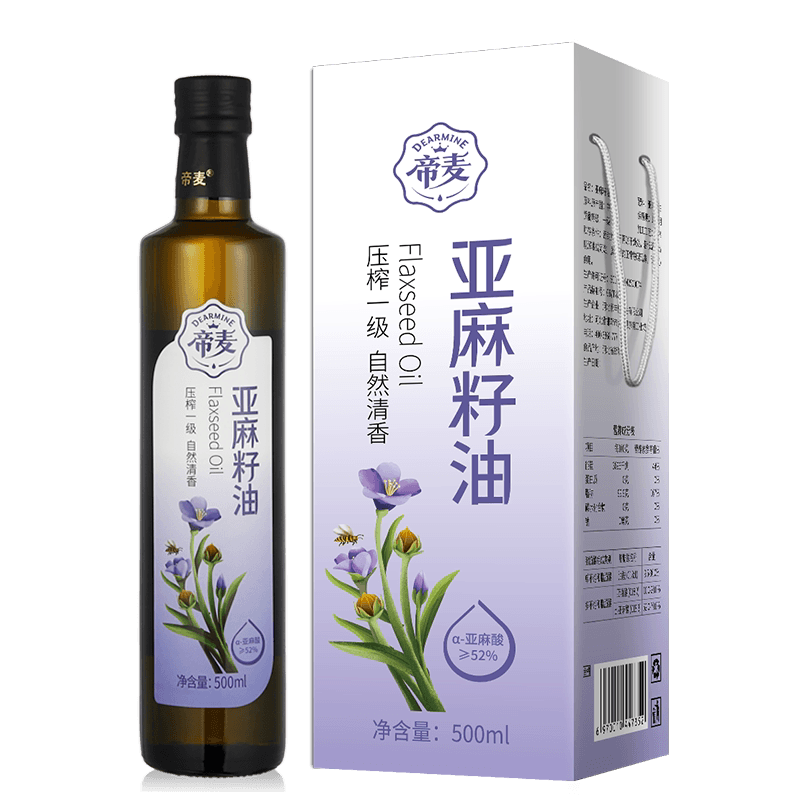 帝麦亚麻籽油初榨冷榨一级原香脱蜡亚麻子油500ml