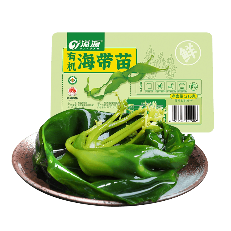 溢源有机盐渍海带苗215g*5盒嫩苗非干货新鲜幼嫩火锅凉拌煲汤
