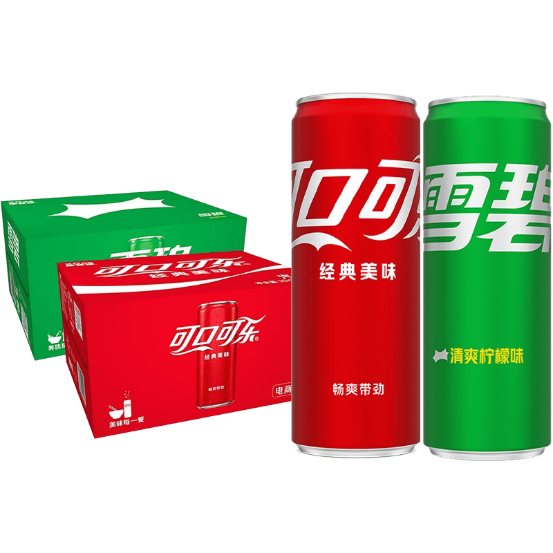 可口可乐碳酸饮料可乐经典+雪碧经典汽水整箱
