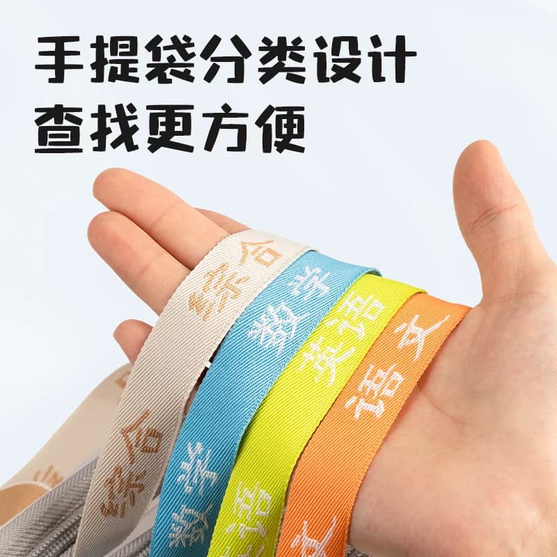得力L型学科科目分类袋a4文件袋拉链式大开口补习袋女大学生手提袋拎书作业资料袋书本收纳袋透明网纱,详情图 5
