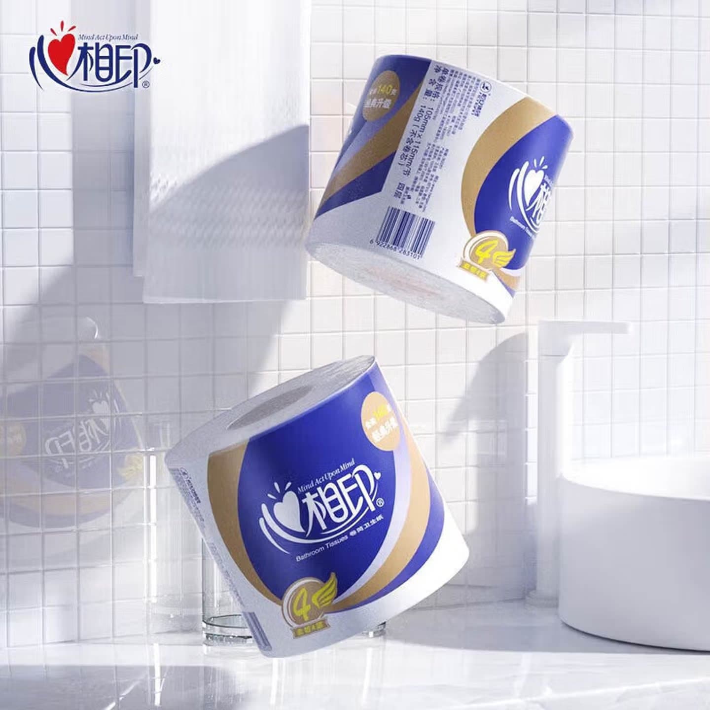 心相印心柔有芯卷纸3层140g原生浆6卷装家用柔软强韧卫生纸BT910