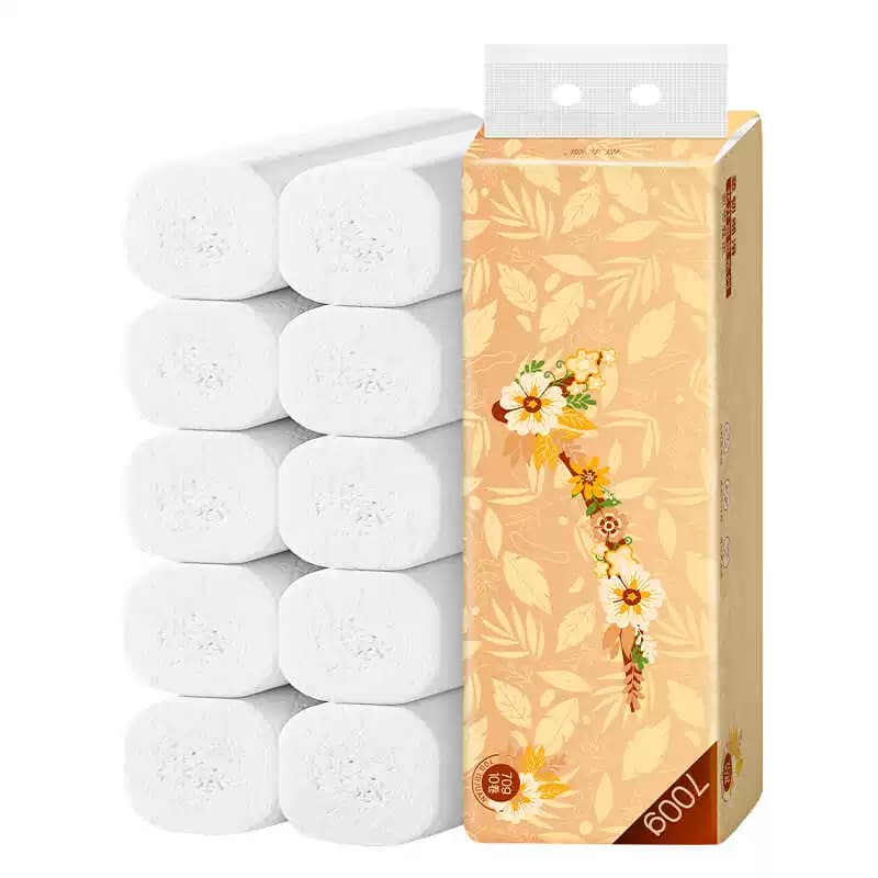 福泰强绿锦瑞花开富贵系列LJRH-309实芯卷纸700g10提装 洁柔品质