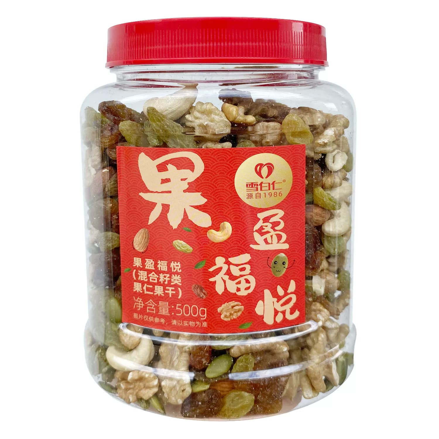 雪白仁 福满罐 果盈福悦（混合籽类果仁果干）500g（单位：罐）