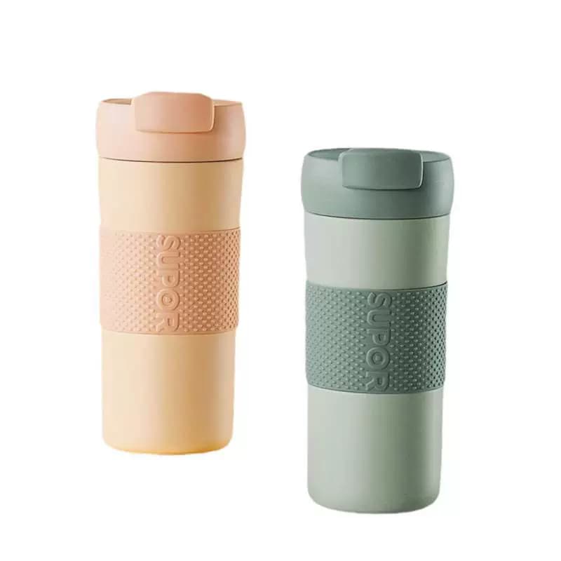 苏泊尔 晶瓷保温泡饮杯套装TK21116T1莫兰迪粉+莫兰迪-450ml*2个