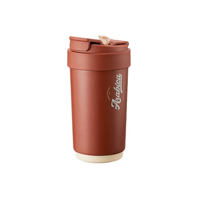 苏泊尔SUPOR 双层陶瓷内胆吸管保温咖啡杯450mL摩登红KC45KR10