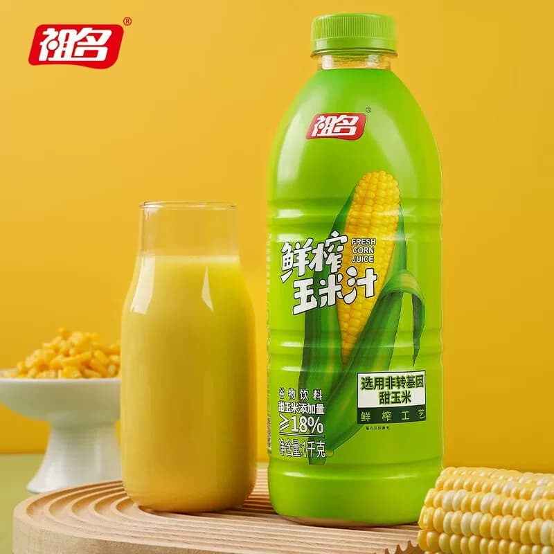祖名鲜榨玉米汁非浓缩植物饮料五谷杂粮谷物早餐果蔬汁1L*2瓶