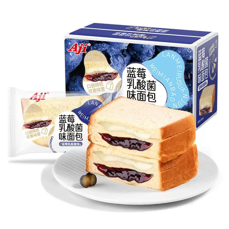 Aji 蓝莓乳酸菌味夹心面包550g*2 手撕面包营养早餐健身代餐吐司