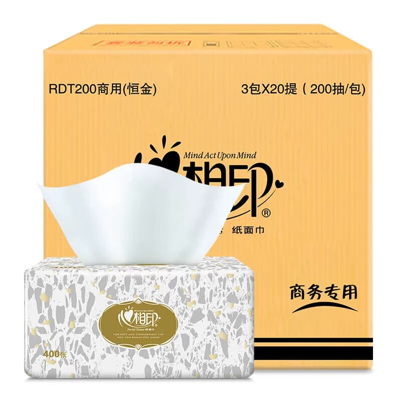 RDT200（箱装）商用恒金塑装纸面巾（60包）