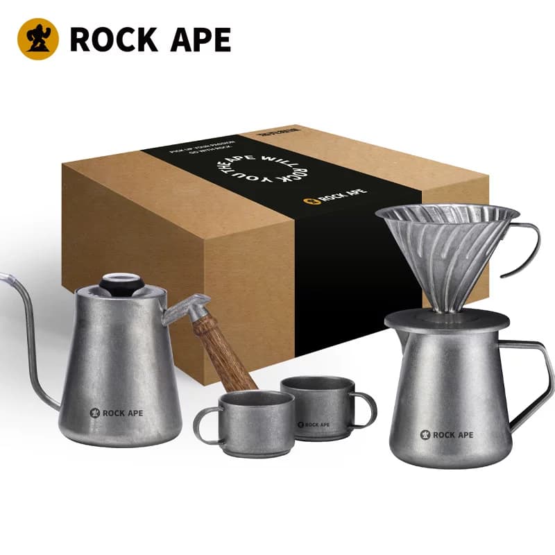 洛克猩球Rock Ape  Cookware系列 复古手冲壶套装 银色